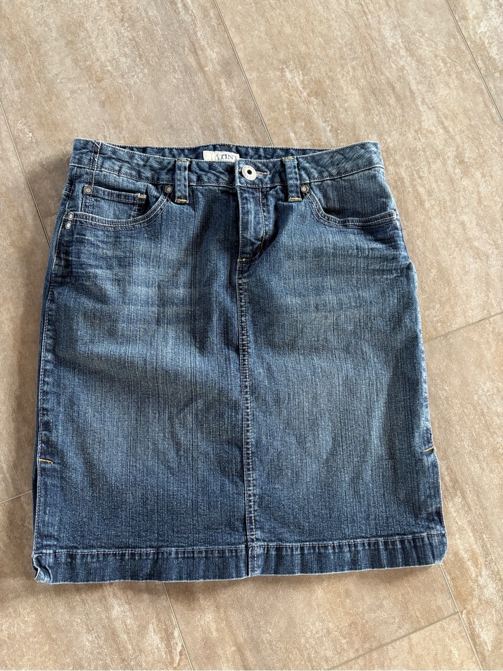 Cotton Tint Classic Denim Skirt - Blue